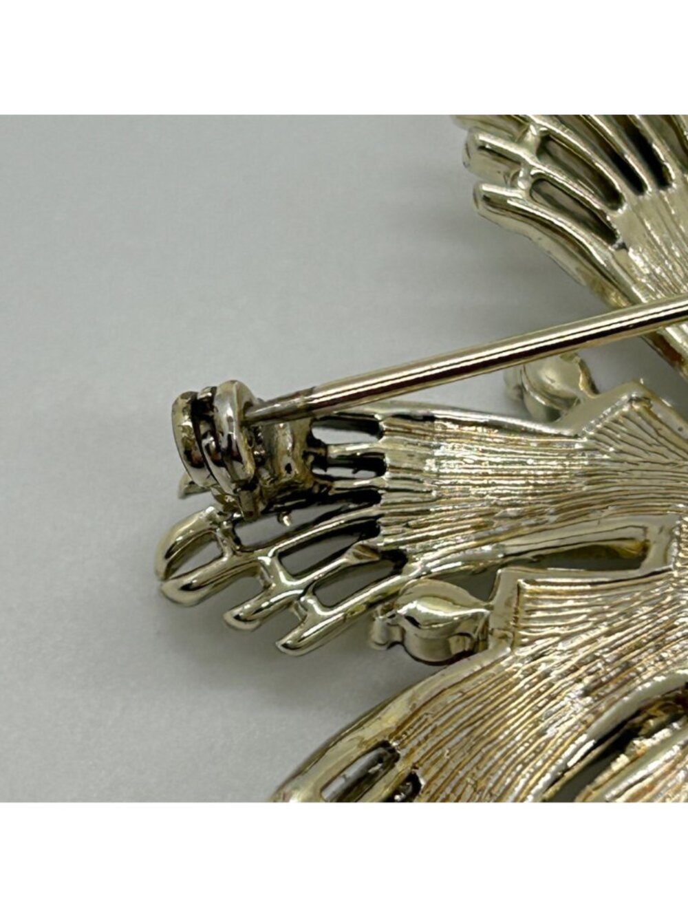 Vintage Ceil Chapman Brooch Gold Tone Pearl Rhinestone Flower Statburst Atomic - Picture 5 of 12